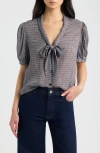 Frame The Sonnet Silk Blouse In Chestnut Multi Plaid