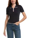 Frame Womens The Sport Short-sleeves Cotton-knit Polo Shirt Navy Multi In Black