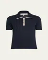 Frame Womens The Sport Short-sleeves Cotton-knit Polo Shirt Navy Multi In Navy Multi