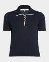 Frame Womens The Sport Short-sleeves Cotton-knit Polo Shirt Navy Multi In Navy Multi
