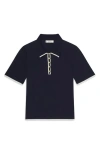 Frame Womens The Sport Short-sleeves Cotton-knit Polo Shirt Navy Multi In Navy Multi
