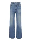 Frame The Stack Blue Jeans With Five-pocket Design And Washed Effect In Denim Woman In Blue