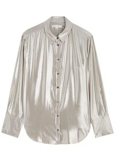 Frame The Standard Metallic Shirt In Silver