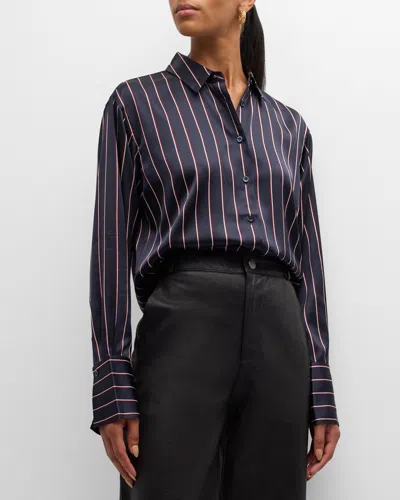 Frame The Standard Shirt In Navy Stripe Multi