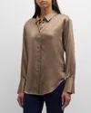 Frame The Standard Silk Button-front Shirt In Cypress