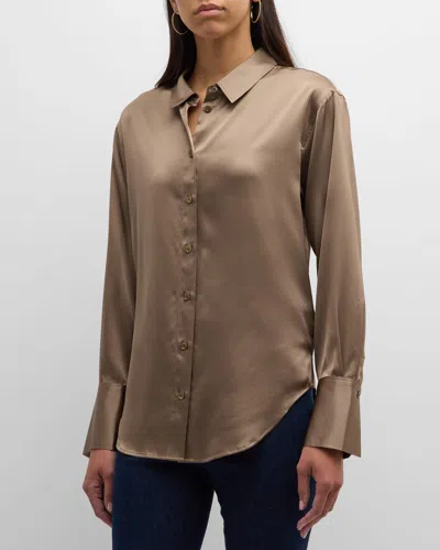 Frame The Standard Silk Button-front Shirt In Cypress