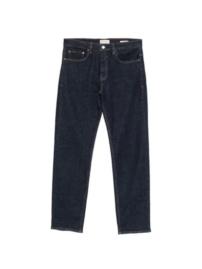 Frame The Straight Contrast-stitch Jeans In Blue