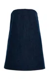 Frame Strapless Denim Mini Dress In Dark Wash