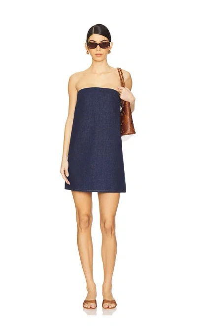 Frame Strapless Denim Mini Dress In Acquaintance