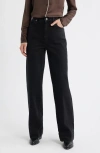 Frame The Streamline High Waist Wide Leg Jeans In Black