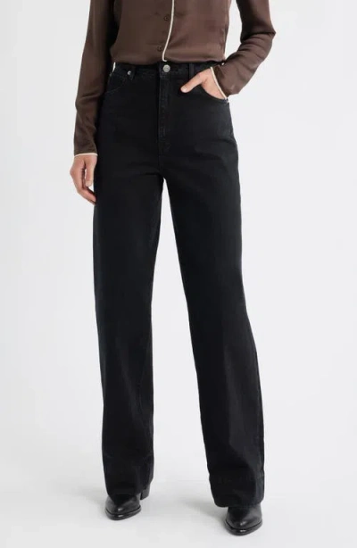 Frame The Streamline High Waist Wide Leg Jeans In Black