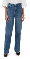 Frame Womens Swan The Streamline High-waist Straight-leg Denim Jeans In Blue