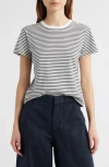 Frame Womens Navy Multi Baby Striped Cotton T-shirt In Gray