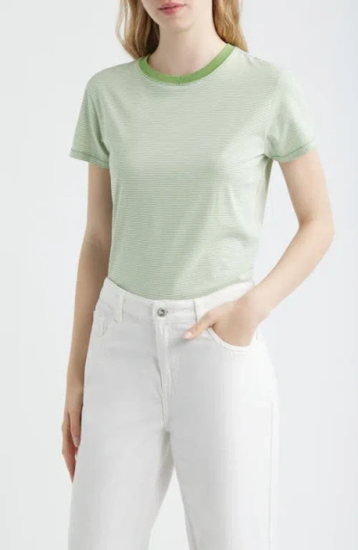 Frame The Stripe Cotton Baby Tee In Green