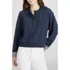 Frame The Stripe Cuffed Sweatshirt In Blue