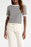 Frame Striped Cotton-blend T-shirt In Black