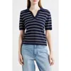 Frame The Stripe Polo Top In Navy Multi