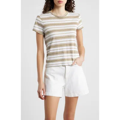 Frame The Stripe Stretch Linen Baby T-shirt In Brown