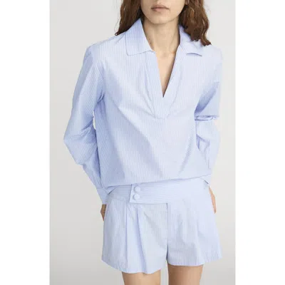 Frame The Stripe V-neck Popover Top In Brown