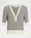 Frame The Stripe V-neck Top In Multi
