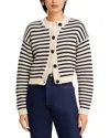 Frame The Stripe Chunky Cotton Cardigan In Cream Multi