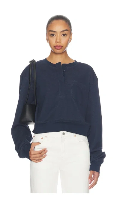 Frame The Striped Cuff Sweatshirt In Blue