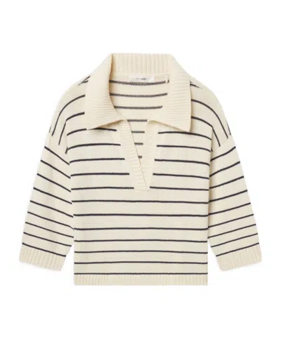 Frame The Striped Easy Cotton-blend Polo Sweater In Neutral