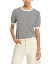 Frame Striped Cotton-blend T-shirt In Gray