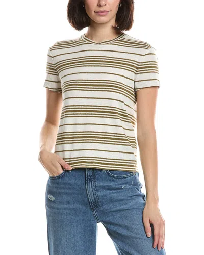Frame The Striped Linen-blend T-shirt In Multi