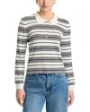 Frame Black And White Long-sleeved Polo Shirt With Striped Motif In Fabric Woman In Multi