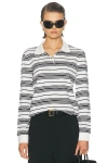 Frame Black And White Long-sleeved Polo Shirt With Striped Motif In Fabric Woman In Multi