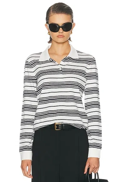 FRAME THE STRIPED LONG SLEEVE POLO