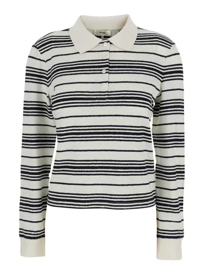 Frame The Striped L/s Polo In Multi
