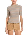 Frame The Stripe Mock Neck Rib Top In Multi