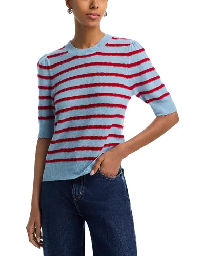 Frame The Striped Pointelle Sweater In Blue