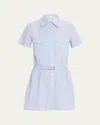 Frame The Striped Safari Shirtdress In Blue