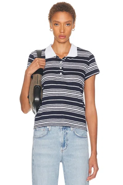 Frame The Striped Short Sleeve Polo In Multi