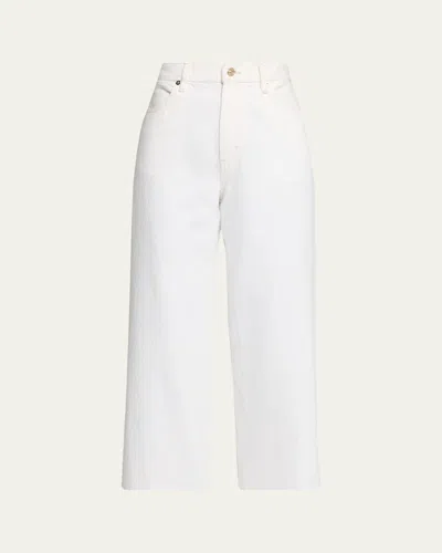Frame The Modern Pocket Cropped High-rise Wide-leg Jeans In White