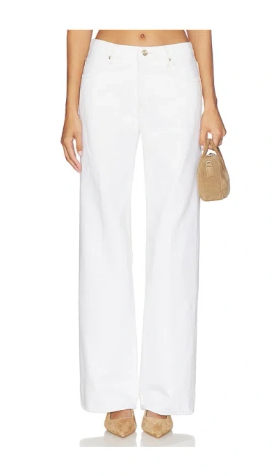 Frame X Amelia Gray The Pixie Gray Low Rise Wide Flare Leg Jeans In Au Natural In White