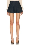 Frame The Structural Pleated Denim Shorts In Blue