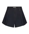 Frame The Structural Pleated Denim Shorts In Purple