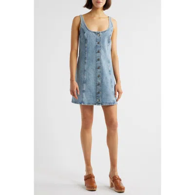 FRAME FRAME THE STUDDED A-LINE DENIM MINIDRESS