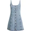 Frame The Studded A-line Denim Minidress In Mingle