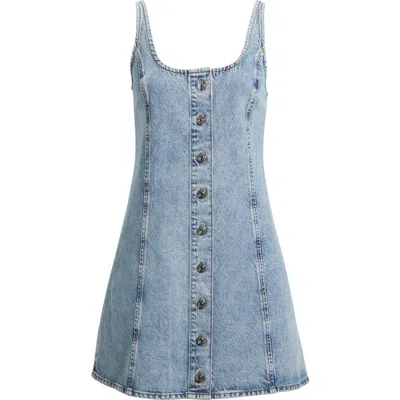 Frame The Studded A-line Denim Minidress In Mingle