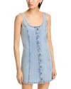 Frame The Studded A-line Denim Minidress In Mingle