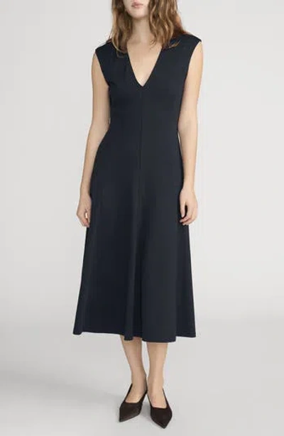 Frame The Studio Cotton Midi Dress In Blue