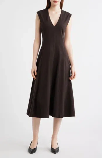 Frame The Studio Cotton Midi Dress In Mocha
