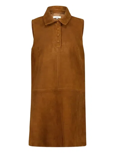 Frame The Suede City Shift Mini Dress In Brown