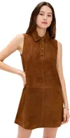 Frame The Suede City Shift Mini Dress In Brown