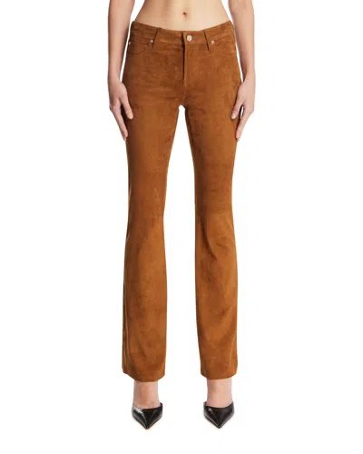 Frame The Suede Rodeo Beige Trousers In Brown